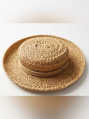Helen Kaminski Braided Straw Raffia Hat - Natural made in Madagascar 22”